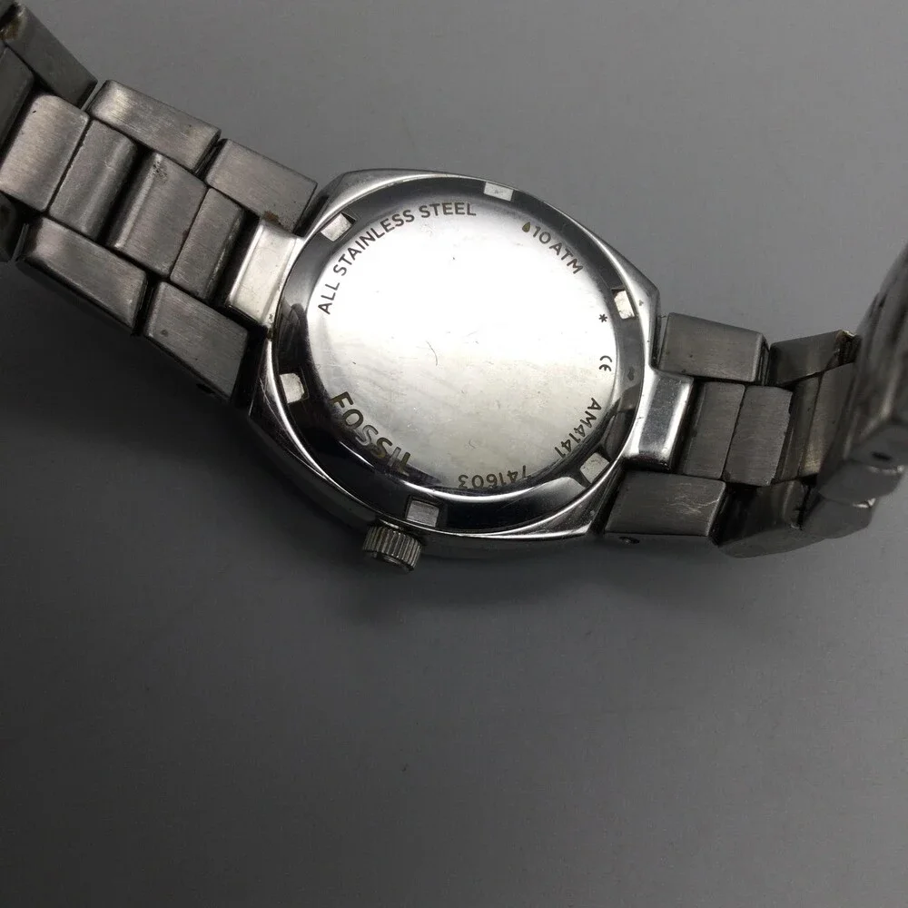 Fossil Womens Watch 28mm MOP Dial Crystals Date Stainless New Battery 6.5